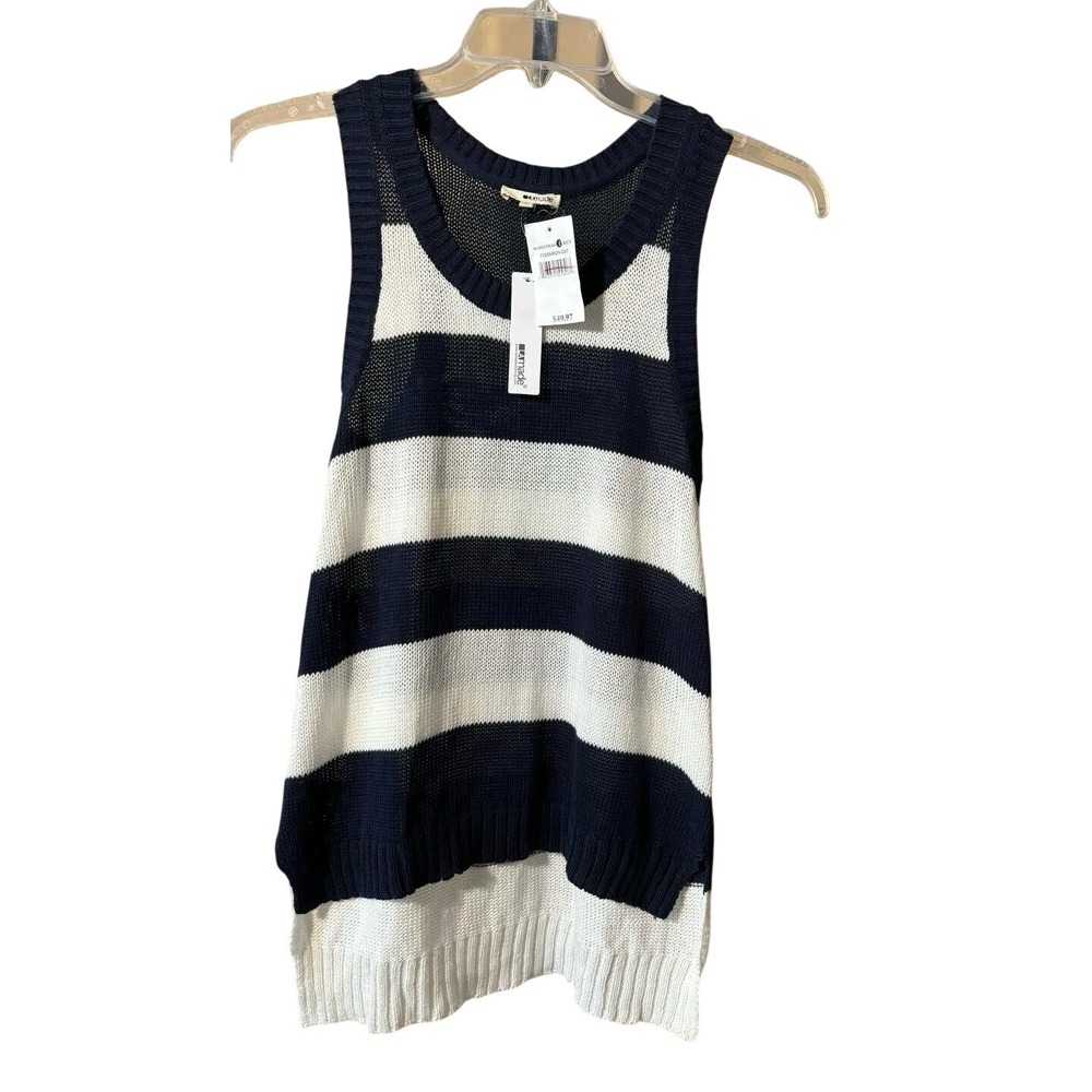 WOMENS NAVY AND WHITE‎ STRIPED KNIT SWEATER TANK NEW WITH TAGS